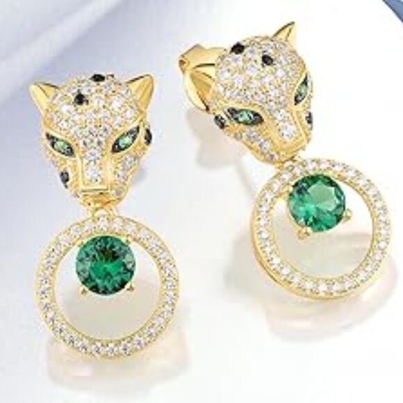 Neiman Marcus 925 Sterling Silver Jaguar Crystal Earrings - Picture 5 of 5